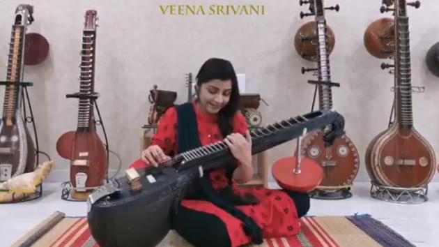 Srivani, a veena player, adds her magic to the song.(Twitter/@veenasrivani)