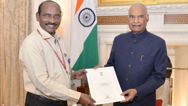 K. Sivan, Chairman, ISRO and Space Commission, called on President Ram Nath Kovind and briefed him about space mission Chandrayaan-2 on June 21. The mission, with an Indian Lander-Rover (Vikram-Pragyaan) combine, is India’s first step in robotic space exploration. (ANI) 