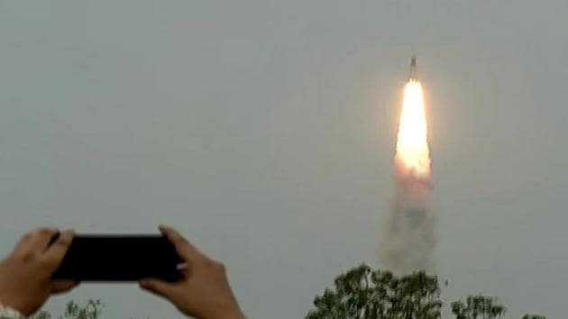 Chandrayaan 2 lifts off by ISRO from Sriharikota centre at 2:43 PM sharp, on Monday.(ANI file photo)