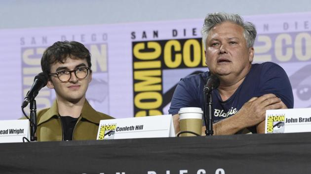 Isaac Hempstead Wright, left, and Conleth Hill attend the Game of Thrones panel.(Chris Pizzello/Invision/AP) Isaac Hempstead Wright, left, and Conleth Hill attend the Game of Thrones panel.(Chris Pizzello/Invision/AP)