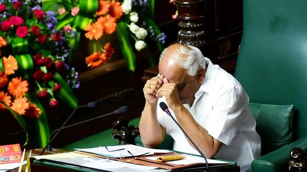 Karnataka Assembly Speaker KR Ramesh Kumar at assembly session at Vidhana Soudha in Bengaluru on Monday.(Photo: PTI)