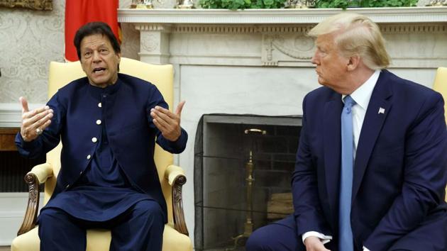 Pakistan Prime Minister Imran Khan speaks during a meeting with President Donald Trump in the Oval Office of the White House, Monday, July 22, 2019, in Washington.(AP photo) Pakistan Prime Minister Imran Khan speaks during a meeting with President Donald Trump in the Oval Office of the White House, Monday, July 22, 2019, in Washington.(AP photo)