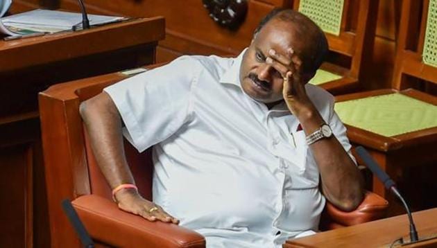 Bengaluru: Karnataka Chief Minister H D Kumaraswamy during the trust vote at Vidhana Soudha, in Bengaluru.(PTI Photo)