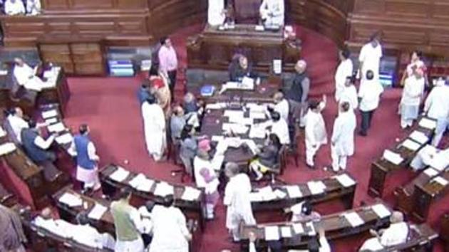 A view of the proceedings in the Rajya Sabha.(ANI Photo)