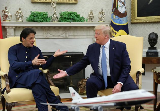 USA, July 23 (ANI): Pakistan’s Prime Minister Imran Khan meets with U.S. President Donald Trump in the Oval Office of the White House in Washington on Monday. (REUTERS Photo)(REUTERS)