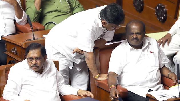 Karnataka Chief Minister HD Kumaraswamy in the Assembly on Friday.(ANI) Karnataka Chief Minister HD Kumaraswamy in the Assembly on Friday.(ANI)