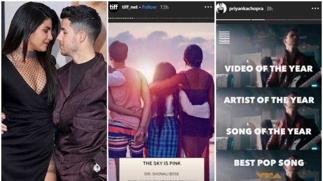 Priyanka Chopra The Sky Is Pink will premiere in Toronto while Sucker by Jonas Brothers has won 4 nominations at VMA 2019.(Instagram)