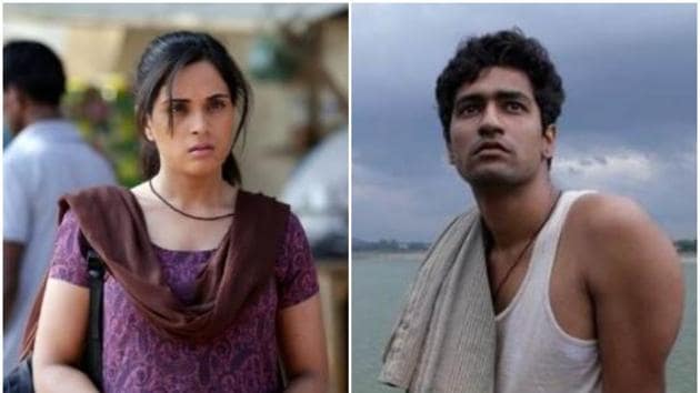 Richa Chadha and Vicky Kaushal in scenes in Masaan.