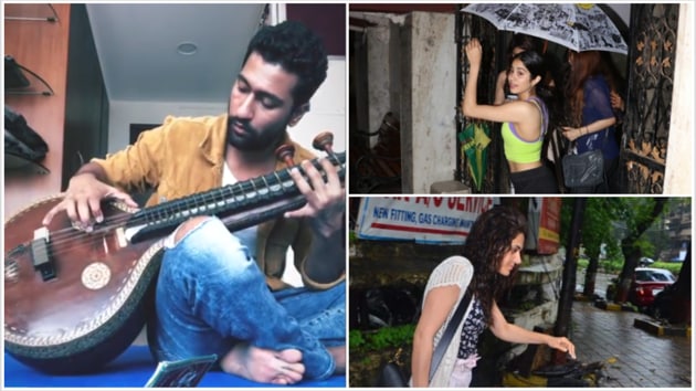 Vicky Kaushal played the sitar to celebrate his film Masaan’s four-year anniversary; Taapsee Pannu and Janhvi Kapoor spotted braving the rain.