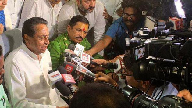 BJP MLAs Narayan Tripathi and Sharad Kol voted for the Criminal Procedure Code (Madhya Pradesh Amendment) Bill, 2019, brought in by the Kamal Nath-led government. The move has created speculation as one of lawmakers called it ‘ghar wapsi’. (ANI) BJP MLAs Narayan Tripathi and Sharad Kol voted for the Criminal Procedure Code (Madhya Pradesh Amendment) Bill, 2019, brought in by the Kamal Nath-led government. The move has created speculation as one of lawmakers called it ‘ghar wapsi’. (ANI)