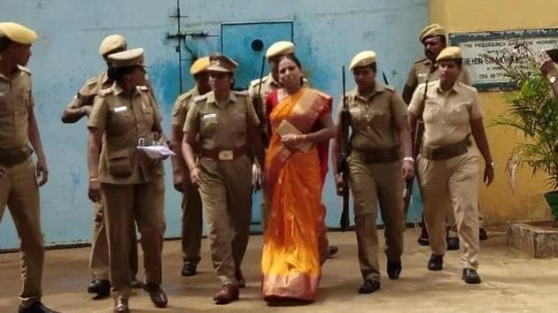 Nalini Sriharan bein released fron Vellore prison on Thursday on a month’s parole.(HT photo)