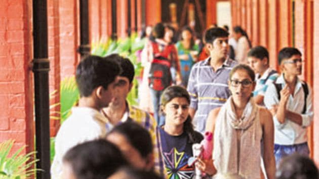 More than four lakh students applied for admission to Delhi University’s undergraduate, postgraduate, and doctorate programmes this year.(Saumya Khandelwal/HT PHOTO)