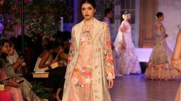 Models walked in Rahul Mishra’s majestic creations for ICW 2019.(IANS)