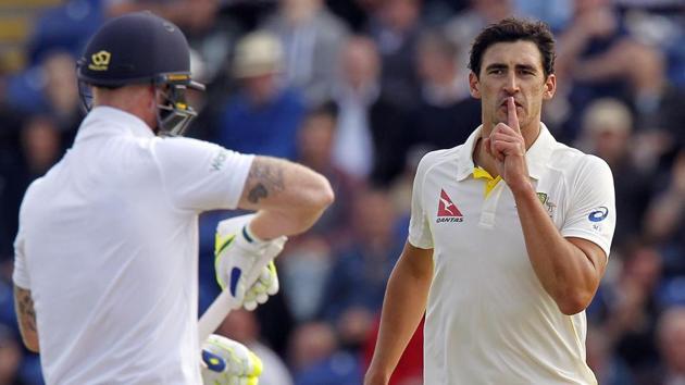 A file photo of Australia’s Mitchell Starc celebrating the wicket of England’s Ben Stokes. (AFP) A file photo of Australia’s Mitchell Starc celebrating the wicket of England’s Ben Stokes. (AFP)