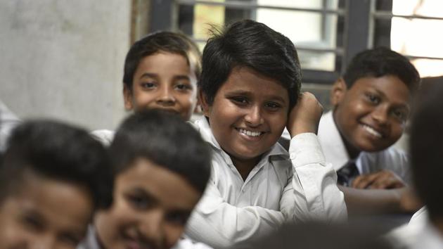 The Kaimur district administration has taken a unique initiative of throwing a party with delicious delicacies to school children on their birthdays and on festivals, without spending a single penny from the government exchequer. (Sanchit Khanna/HT file)