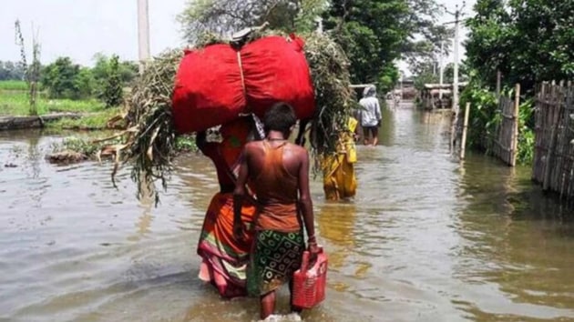 Heavy rainfall in Nepal this month, followed by heavy rainfall in several catchment areas of rivers in Bihar — including the Kamla which flows through Madhubani district — resulted in heavy flooding that has affected 12 of the state’s 30 districts, and led to 123 deaths.(PTI Photo)