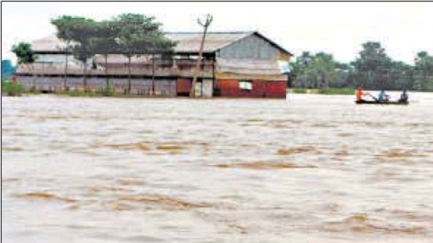 Heavy rainfall triggered flood in Bihar’s Darbhanga district on Thursday.