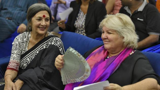 Aleida Guevara March (L) the eldest daughter of Che Guevara along with CPI(M) leader Brinda Karat, is seen during an event organised on the occasion of 60 years of Cuban Revolution, at Constitution Club of India, in New Delhi. (Burhaan Kinu / HT Photo) Aleida Guevara March (L) the eldest daughter of Che Guevara along with CPI(M) leader Brinda Karat, is seen during an event organised on the occasion of 60 years of Cuban Revolution, at Constitution Club of India, in New Delhi. (Burhaan Kinu / HT Photo)