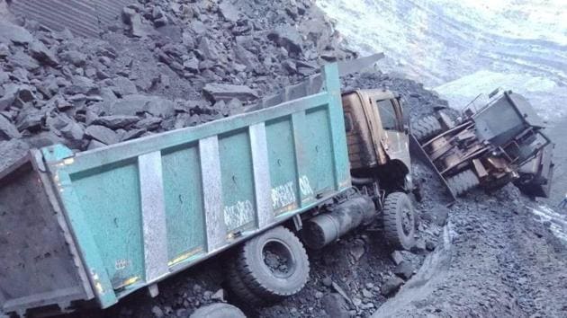 The aftermath of a landslide at Coal India Ltd mine, in Odisha. Four workers were dead and nine have been injured in the landslide. (HT Photo) The aftermath of a landslide at Coal India Ltd mine, in Odisha. Four workers were dead and nine have been injured in the landslide. (HT Photo)