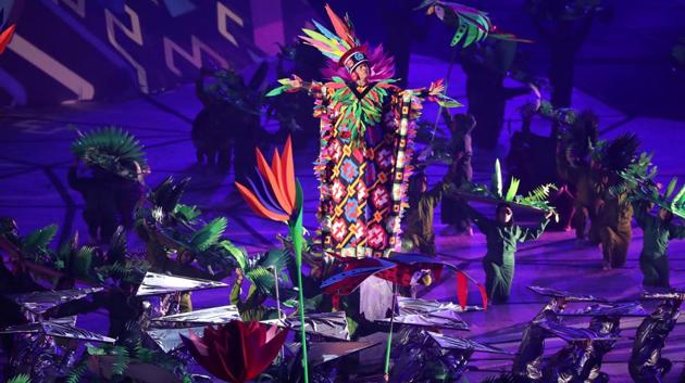 Performers dance during the XVIII Pan American Games opening ceremony, Estadio Nacional, Lima, Peru. (Sergio Moraes / REUTERS) Performers dance during the XVIII Pan American Games opening ceremony, Estadio Nacional, Lima, Peru. (Sergio Moraes / REUTERS)
