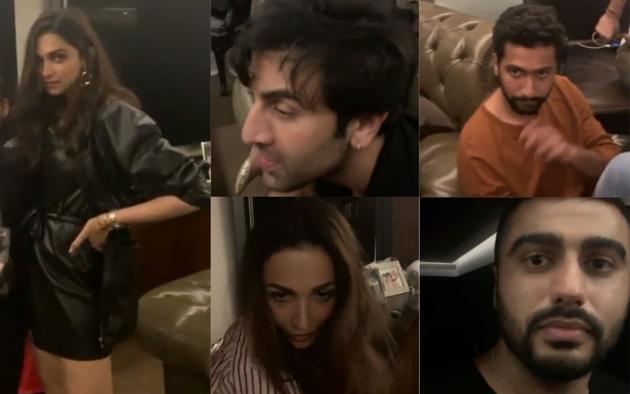 Deepika Padukone, Ranbir Kapoor, Vicky Kaushal, Malaika Arora and Arjun Kapoor at Karan Johar’s house party.