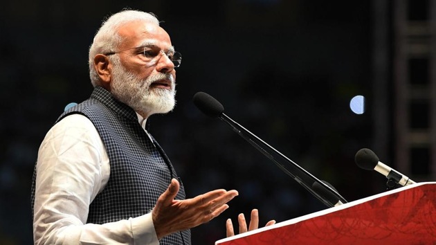 Prime Minister Narendra Modi addressing a programme to mark Kargil Vijay Diwas in New Delhi.(PTI Photo)