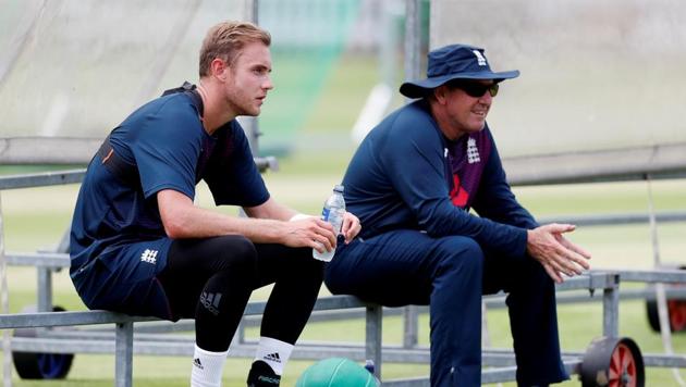 Stuart Broad and England head coach Trevor Bayliss during nets.(Action Images via Reuters) Stuart Broad and England head coach Trevor Bayliss during nets.(Action Images via Reuters)