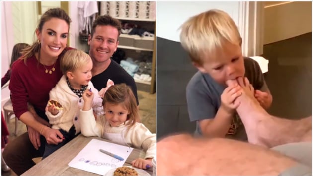 Armie Hammers Wife Reacts To Viral Video Of Son Sucking On Actors 