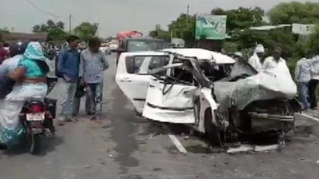 A woman from Unnao, allegedly raped by BJP egislator Kuldeep Singh Sengar, was critically injured and her two relatives killed when a truck collided head-on with their car in Rae Bareli district on Sunday(Photo: ANI)