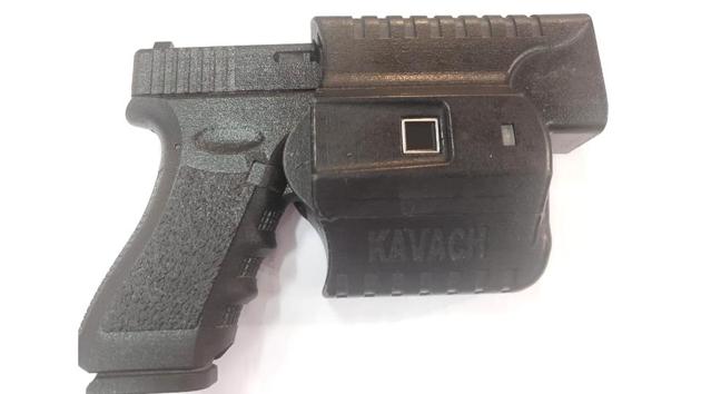 The smart firearms holster can be unlocked only by using its owner’s fingerprints.(HT Photo)