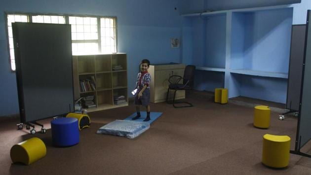 A day care centre for children was inaugurated by the deputy commissioner Amit Khatri on June 18, 2019. Located on the first floor of the complex, the facility is meant for children of government officials as well as visitors. The centre also has books for children. (Yogendra Kumar / HT Photo)