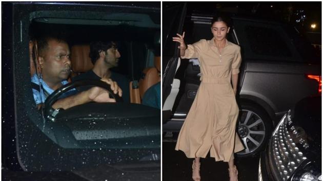 Alia Bhatt and Ranbir Kapoor were photographed outside Dharma Productions’ office in Mumbai on Monday.(Varinder Chawla)