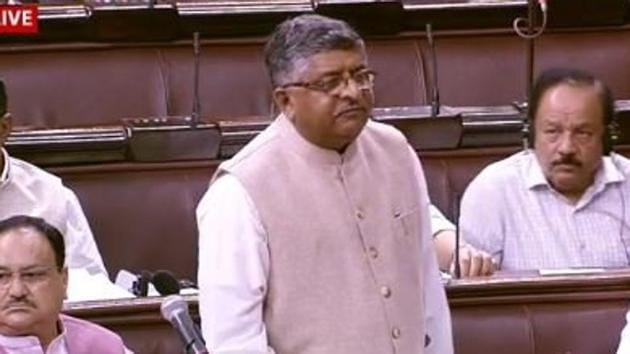 Union Minister Ravi Shankar Prasad on Tuesday introduced the contentious Triple Talaq bill(ANI/Twitter)