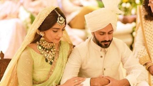 Sonam Kapoor and Anand Ahuja during their wedding on 2018.(Instagram)