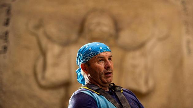 “I had no idea sculpting was a talent I have, but it turned out (to be) as you can see,” said Mario as he showed off his work around the walls of a vast cavern which regularly hosts gatherings at the monastery. “It can take between five days up to half a year to finish a sculpture, depending on the design,” he further added. (Mohamed el-Shahed / AFP) “I had no idea sculpting was a talent I have, but it turned out (to be) as you can see,” said Mario as he showed off his work around the walls of a vast cavern which regularly hosts gatherings at the monastery. “It can take between five days up to half a year to finish a sculpture, depending on the design,” he further added. (Mohamed el-Shahed / AFP)