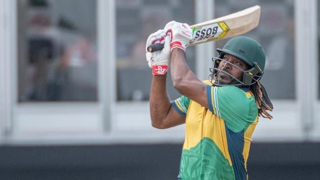 Chris Gayle of Vancouver Knights bats during match 8 of GT20 tournament.(Twitter/Global T20)