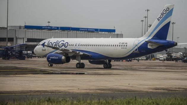 More than 150 passengers of a Mumbai-bound IndiGo flight from the city survived a scare on Monday evening when the pilot aborted take-off at the last minute at the Raja Bhoj airport here due to a technical glitch in the aircraft’s wheels.(Mint photo for representation) More than 150 passengers of a Mumbai-bound IndiGo flight from the city survived a scare on Monday evening when the pilot aborted take-off at the last minute at the Raja Bhoj airport here due to a technical glitch in the aircraft’s wheels.(Mint photo for representation)