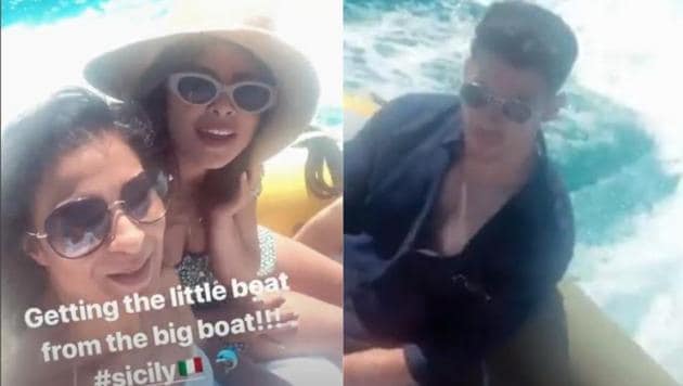 Priyanka Chopra, Nick Jonas enjoy a boat ride in Sicily.