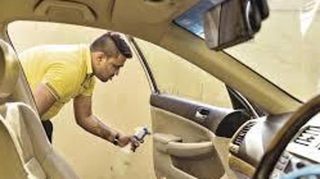 The complainants, most of whom are migrants, said the accused goons, who are suspected to be locals but are yet to be identified, have threatened to kill them and their family members if they continue to work in individual capacity as in cleaning cars, or working in condominiums along Dwarka Expressway, in Sector 110 instead of “working for them”.(HT FILE) The complainants, most of whom are migrants, said the accused goons, who are suspected to be locals but are yet to be identified, have threatened to kill them and their family members if they continue to work in individual capacity as in cleaning cars, or working in condominiums along Dwarka Expressway, in Sector 110 instead of “working for them”.(HT FILE)