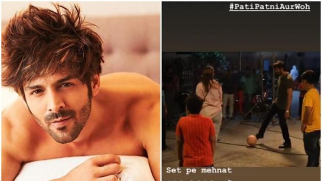 Kartik Aaryan is currently in Lucknow shooting for Pati Patni Aur Woh.(Instagram)