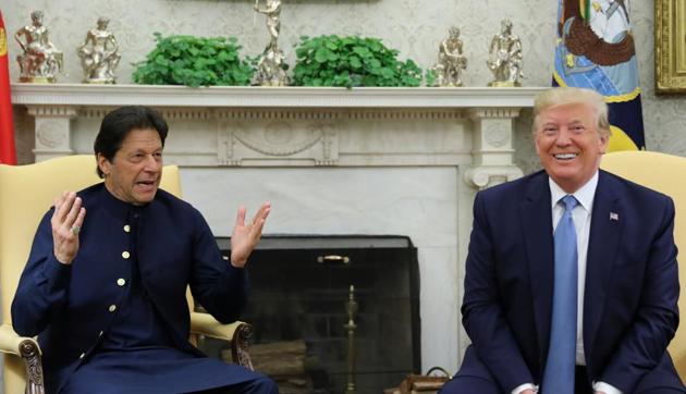 Pakistan’s Prime Minister Imran Khan with US President Donald Trump in the White House, Washington, July 23.(REUTERS)