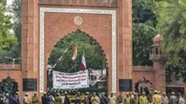 Uneasy calm prevailed on the Aligarh Muslim University (AMU) campus on Friday a day after four student leaders were arrested for allegedly creating unrest on the campus.(PTI)