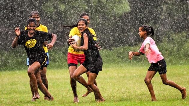 Children play rugby at the Maidan ground in Kolkata. In the 1870s, when the Calcutta Rugby Football Club started charging for drinks, interest among British colonials waned and it was disbanded leaving 270 silver rupees in the kitty, or so story goes. These were melted to make the Calcutta Cup, the now battered trophy still contested annually, with cobras for handles and an elephant perched on top. (Amit Datta / AFP) Children play rugby at the Maidan ground in Kolkata. In the 1870s, when the Calcutta Rugby Football Club started charging for drinks, interest among British colonials waned and it was disbanded leaving 270 silver rupees in the kitty, or so story goes. These were melted to make the Calcutta Cup, the now battered trophy still contested annually, with cobras for handles and an elephant perched on top. (Amit Datta / AFP)