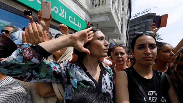 A woman reacts during the funeral of Tunisian President Beji Caid Essebsi in Tunis, Tunisia. Essebsi, who helped guide the North African country’s transition to democracy after the 2011 revolution, died aged 92. (Zoubeir Souissi / REUTERS) A woman reacts during the funeral of Tunisian President Beji Caid Essebsi in Tunis, Tunisia. Essebsi, who helped guide the North African country’s transition to democracy after the 2011 revolution, died aged 92. (Zoubeir Souissi / REUTERS)