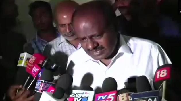 Kumaraswamy led Congress-JD(S) coalition government collapsed after 14-months in power when it lost the trust vote on July 23. The trust vote was forced after 16 coalition MLAs rebelled.(ANI/Twitter) Kumaraswamy led Congress-JD(S) coalition government collapsed after 14-months in power when it lost the trust vote on July 23. The trust vote was forced after 16 coalition MLAs rebelled.(ANI/Twitter)