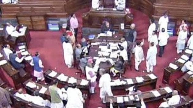 A view of the Rajya Sabha, in New Delhi on Tuesday. The resignation has reduced the strength of Samajwadi Party in the House to 11.(Photo: ANI) A view of the Rajya Sabha, in New Delhi on Tuesday. The resignation has reduced the strength of Samajwadi Party in the House to 11.(Photo: ANI)