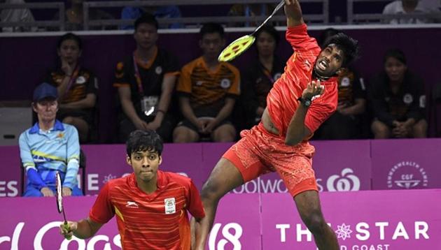 File photo of Satwik Rankireddy (R) and Chirag Chandrashekhar Shetty (L) of India.(AFP/Getty Images)