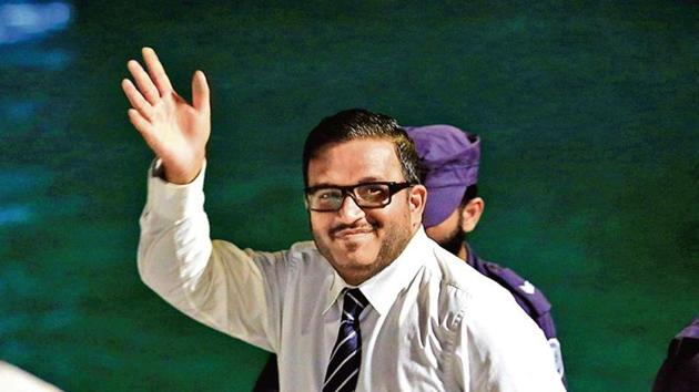 Former Maldives vice-president Ahmed Adeeb boards a police speed boat in his country on June 10, 2015.(AP File) Former Maldives vice-president Ahmed Adeeb boards a police speed boat in his country on June 10, 2015.(AP File)