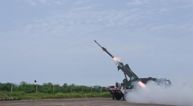 India on Sunday test-fired a sophisticated all-weather and all-terrain Quick Reaction Surface-to-Air Missile (QRSAM) from a test range in Odisha. (ANI/Twitter) India on Sunday test-fired a sophisticated all-weather and all-terrain Quick Reaction Surface-to-Air Missile (QRSAM) from a test range in Odisha. (ANI/Twitter)