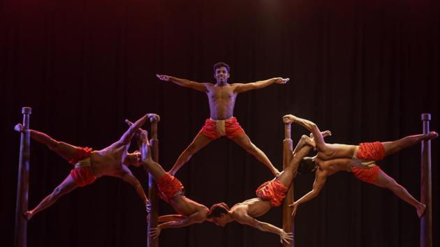 Originally devised as an exercise for wrestlers and warriors, over the centuries, Mallakhamb has evolved from being viewed as a traditional sport to being showcased as an enthralling artistic performance in its own right. (Kunal Patil / HT Photo) Originally devised as an exercise for wrestlers and warriors, over the centuries, Mallakhamb has evolved from being viewed as a traditional sport to being showcased as an enthralling artistic performance in its own right. (Kunal Patil / HT Photo)